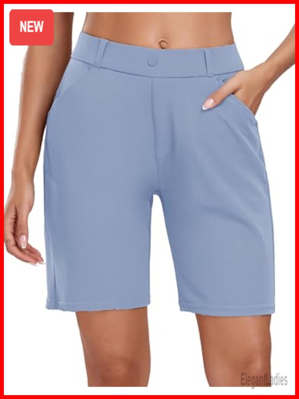 Bermuda Shorts Work Casual 8" Golf Stretch Knit Ponte Wrinkle-Free
